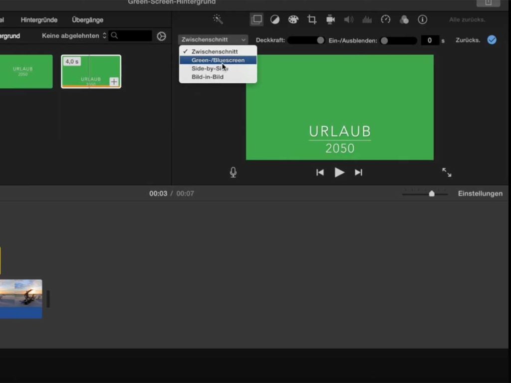 iMovie Videoüberlagerungen Greenscreen
