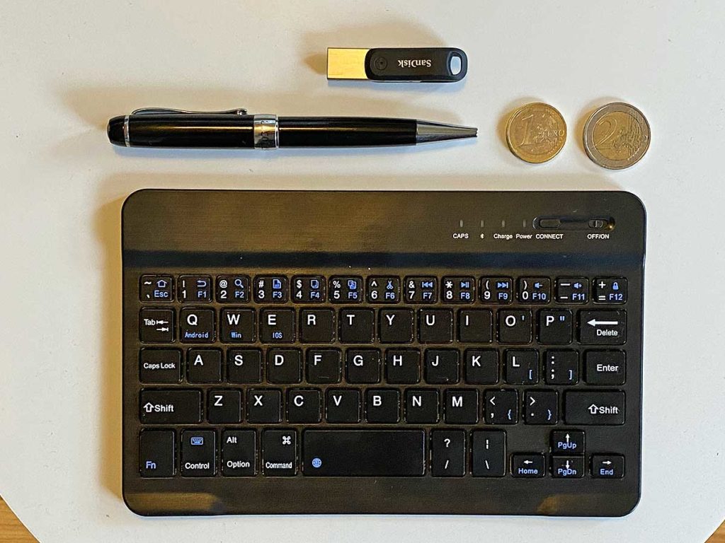 Reise-Tastatur Größe im Vergleich zu anderen Tools