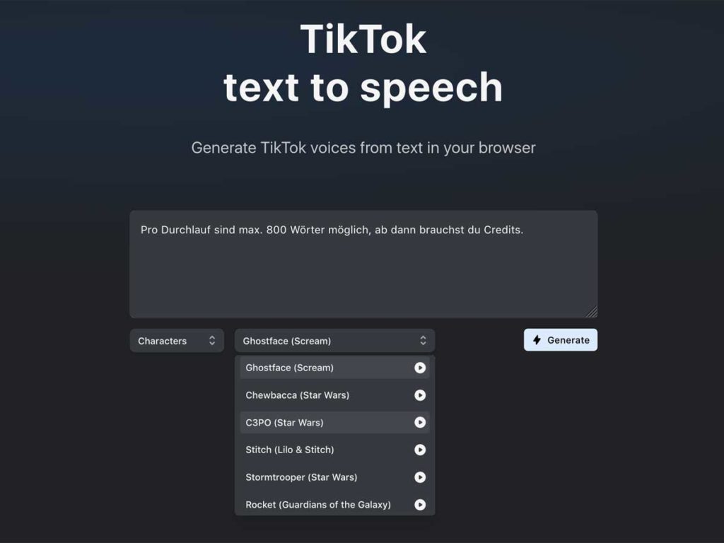 TikTok TTS ist ein guter KI Stimmen Generator
